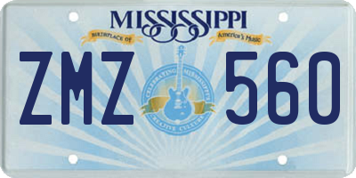 MS license plate ZMZ560