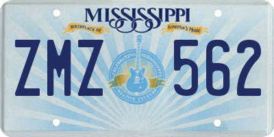 MS license plate ZMZ562