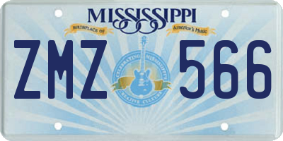 MS license plate ZMZ566