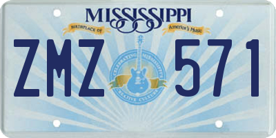 MS license plate ZMZ571