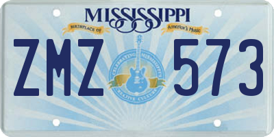 MS license plate ZMZ573