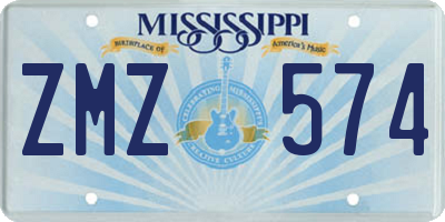 MS license plate ZMZ574