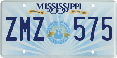 MS license plate ZMZ575
