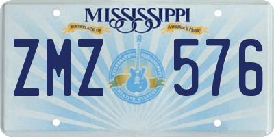 MS license plate ZMZ576