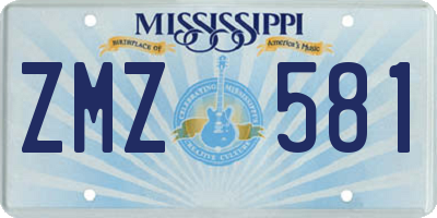 MS license plate ZMZ581