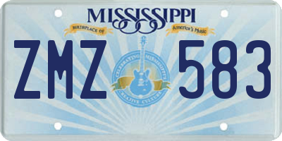 MS license plate ZMZ583