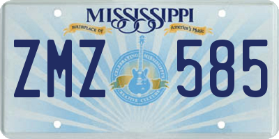 MS license plate ZMZ585