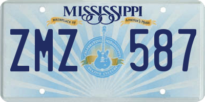 MS license plate ZMZ587