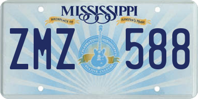 MS license plate ZMZ588