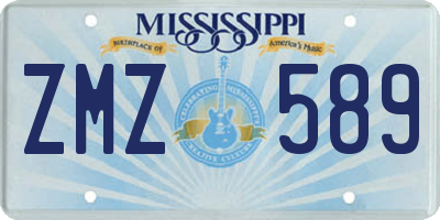 MS license plate ZMZ589