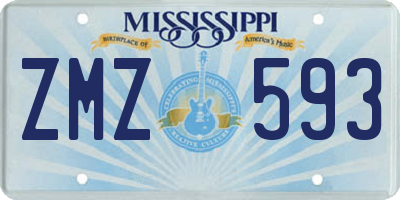 MS license plate ZMZ593