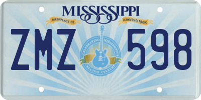 MS license plate ZMZ598
