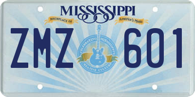 MS license plate ZMZ601