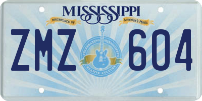MS license plate ZMZ604