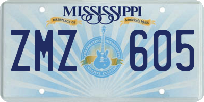 MS license plate ZMZ605