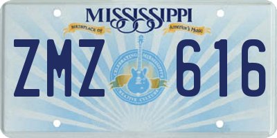 MS license plate ZMZ616