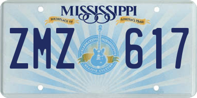 MS license plate ZMZ617