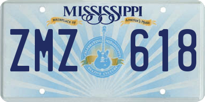 MS license plate ZMZ618
