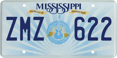 MS license plate ZMZ622
