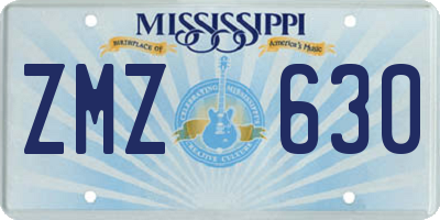 MS license plate ZMZ630
