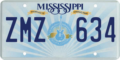 MS license plate ZMZ634