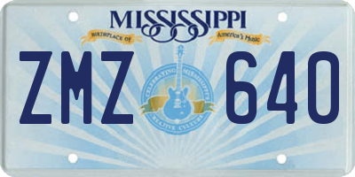 MS license plate ZMZ640