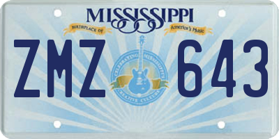MS license plate ZMZ643