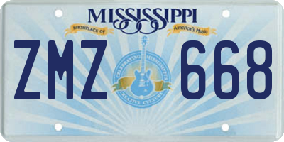MS license plate ZMZ668