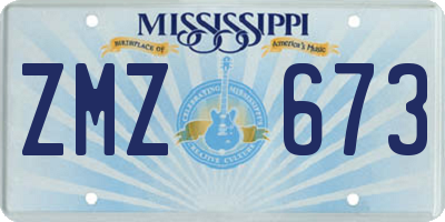 MS license plate ZMZ673