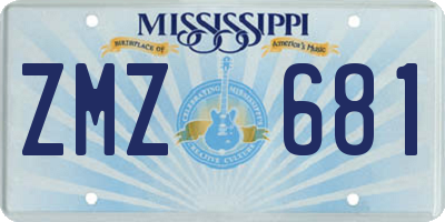 MS license plate ZMZ681