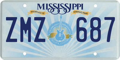 MS license plate ZMZ687