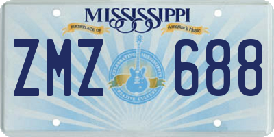 MS license plate ZMZ688