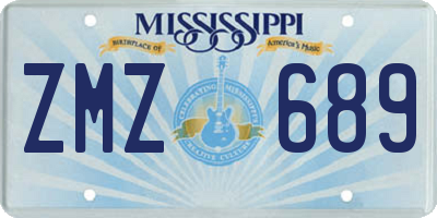MS license plate ZMZ689