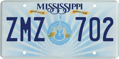 MS license plate ZMZ702