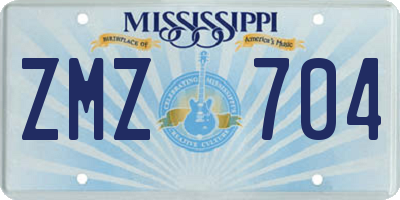MS license plate ZMZ704