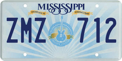 MS license plate ZMZ712