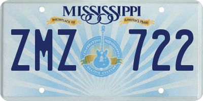 MS license plate ZMZ722