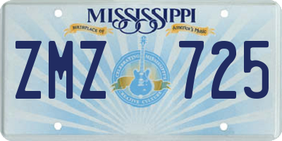 MS license plate ZMZ725