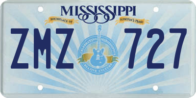 MS license plate ZMZ727