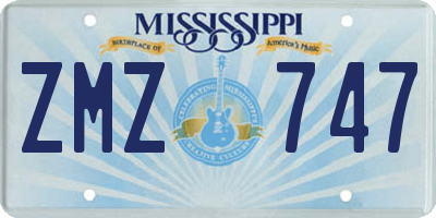 MS license plate ZMZ747