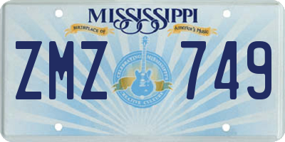MS license plate ZMZ749
