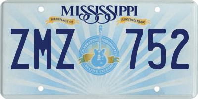 MS license plate ZMZ752