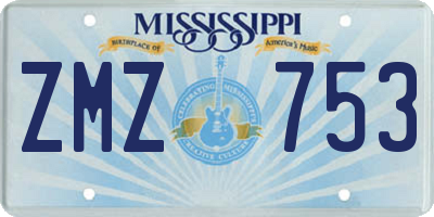 MS license plate ZMZ753
