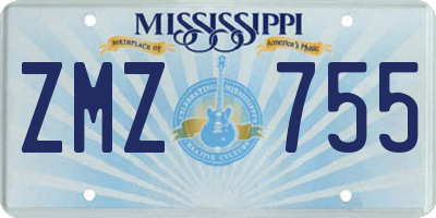 MS license plate ZMZ755
