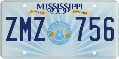 MS license plate ZMZ756