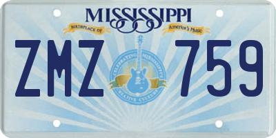 MS license plate ZMZ759