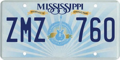 MS license plate ZMZ760