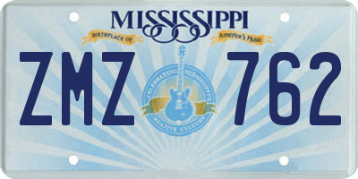 MS license plate ZMZ762
