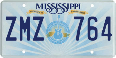 MS license plate ZMZ764