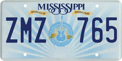 MS license plate ZMZ765